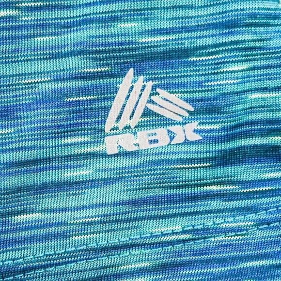 Reebok RBK Blue & Green Marled Performance Short Sleeve Athletic Top Womens S - Picture 2 of 8